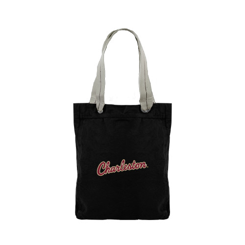  Allie Black Canvas Tote - Charleston Script