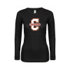 Thumbnail image for  Womens Black Long Sleeve V Neck Tee 