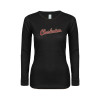 Thumbnail image for  Womens Black Long Sleeve V Neck Tee 