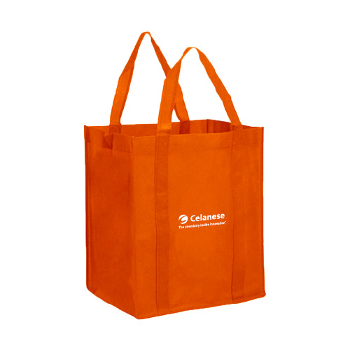  Non Woven Orange Grocery Tote - Celanese - Primary Logo w/Tagline