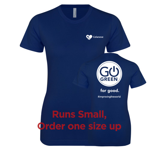  Next Level Womens Navy Boyfriend Tee - Celanese Heart Hands Icon