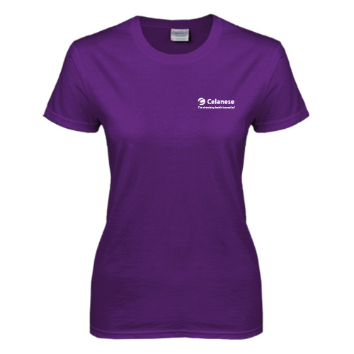  Womens Purple Short Sleeve Tee - Celanese - Primary Logo w/Tagline