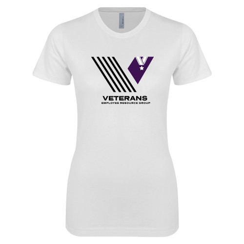  Next Level Womens White Boyfriend Tee - Veterans