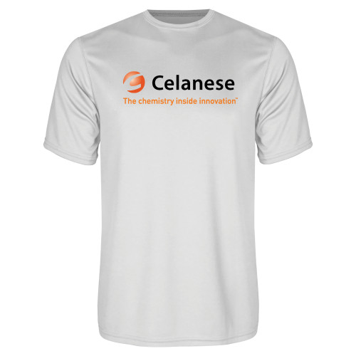  White Performance Tee - Celanese - Primary Logo w/Tagline