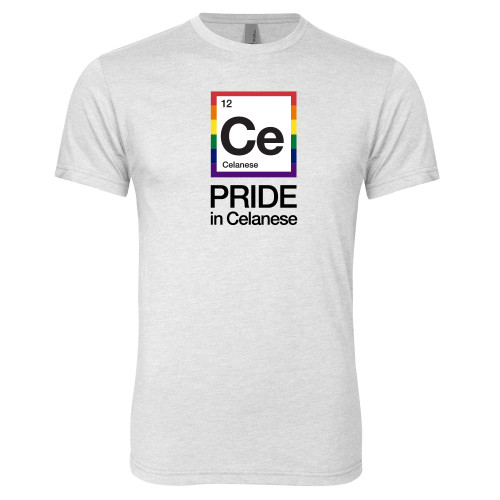  Next Level Heather White Triblend Tee - Pride in Celanese Vertical