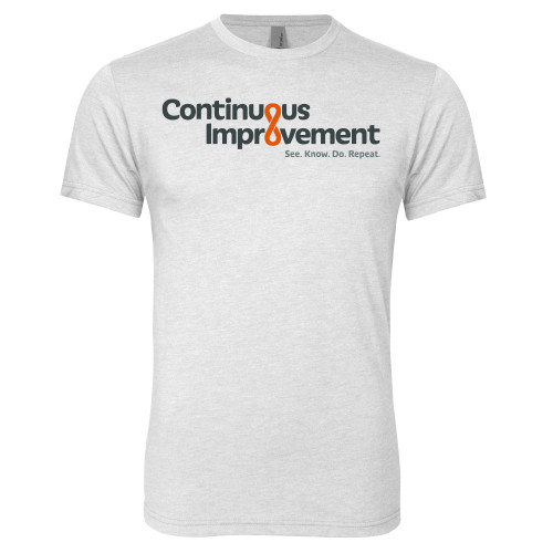  Next Level Heather White Triblend Tee - Continuous Improvement