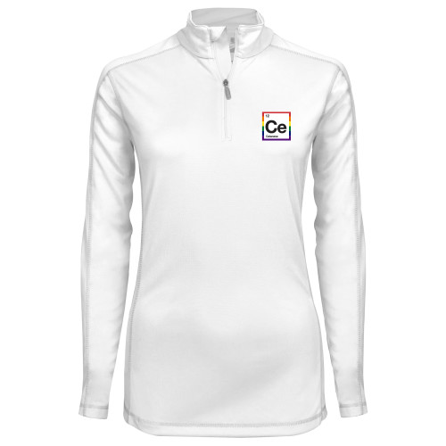  Syntrel Womens White Interlock 1/4 Zip - Pride in Celanese