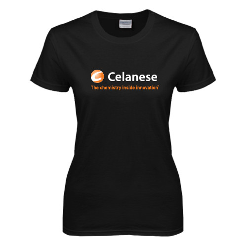  Womens Black Short Sleeve Tee - Celanese - Primary Logo w/Tagline