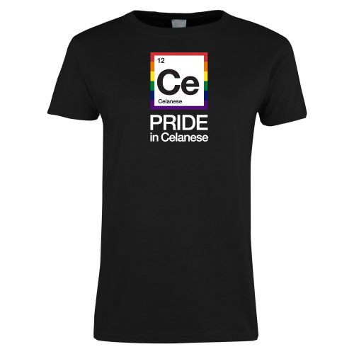  Womens Black Short Sleeve Tee - Pride in Celanese Vertical