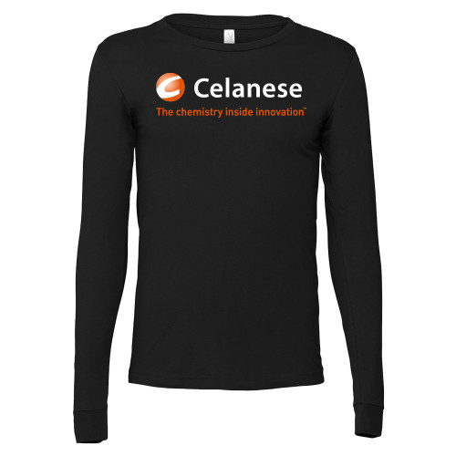  Bella + Canvas Black Jersey Cotton Long Sleeve T Shirt - Celanese - Primary Logo w/Tagline