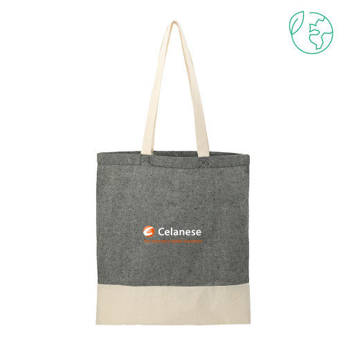  Split Recycled Black Cotton Twill Convention Tote - Celanese - Primary Logo w/Tagline