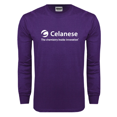  Purple Long Sleeve T Shirt - Celanese - Primary Logo w/Tagline