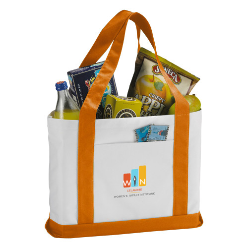  Contender White/Orange Canvas Tote - Womens Impact Network