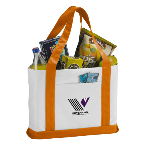  Contender White/Orange Canvas Tote - Veterans
