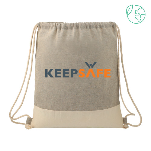  Split Recycled Cotton Grey/Natural Drawstring Bag - KeepSafe