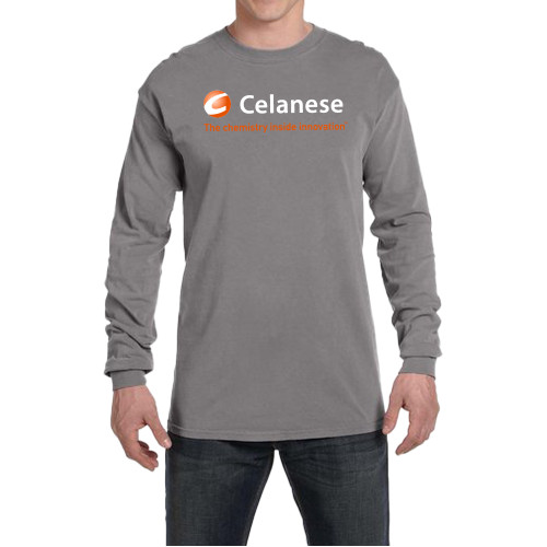  Comfort Colors Grey Long Sleeve T Shirt - Celanese - Primary Logo w/Tagline