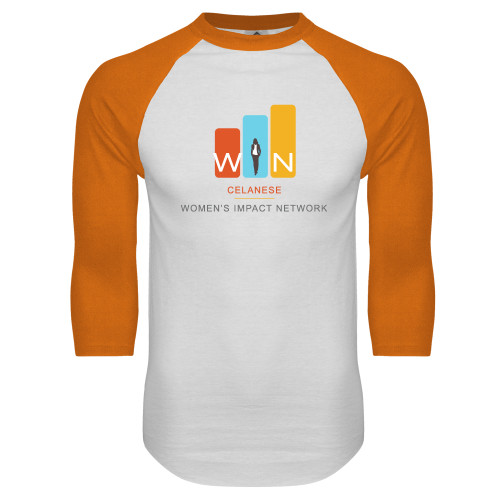  White/Orange Raglan Baseball T Shirt - Womens Impact Network