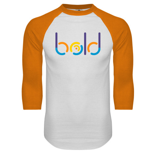  White/Orange Raglan Baseball T Shirt - bold