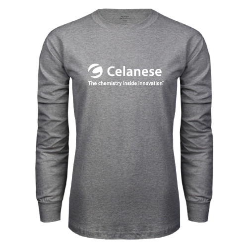  Grey Long Sleeve T Shirt - Celanese - Primary Logo w/Tagline