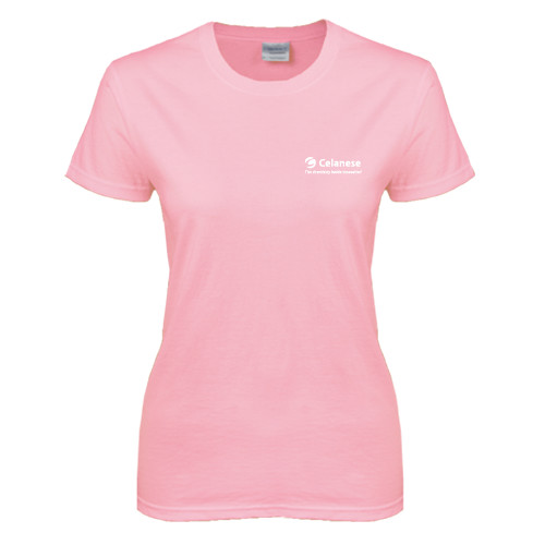  Womens Pink Short Sleeve Tee - Celanese - Primary Logo w/Tagline