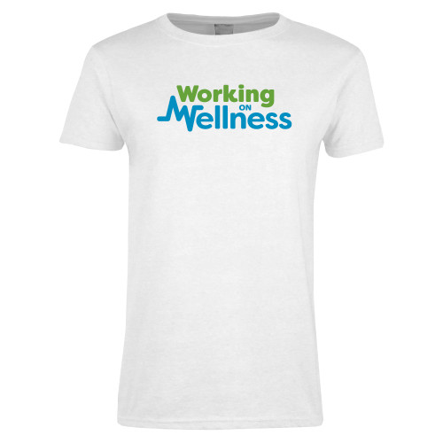  Womens White Short Sleeve Tee - Working on Wellness