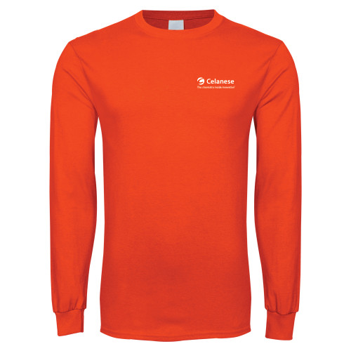  Orange Long Sleeve T-Shirt - Celanese - Primary Logo w/Tagline
