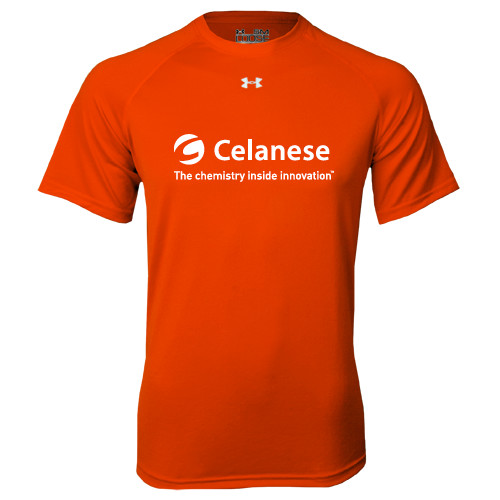  Under Armour Orange Tech Tee - Celanese - Primary Logo w/Tagline