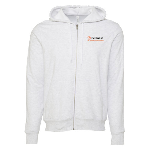  Bella + Canvas Ash Grey Full Zip Hood - Celanese - Primary Logo w/Tagline