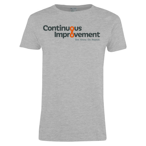  Womens Grey Short Sleeve Tee - Continuous Improvement