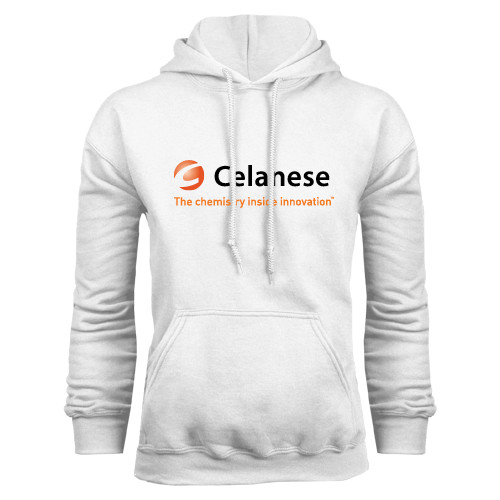  White Fleece Hoodie - Celanese - Primary Logo w/Tagline