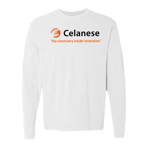  Comfort Colors White Long Sleeve T Shirt - Celanese - Primary Logo w/Tagline