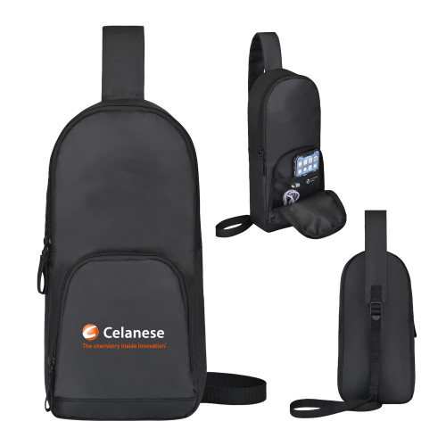  Repeat Lite Black Recycled Poly Sling - Celanese - Primary Logo w/Tagline