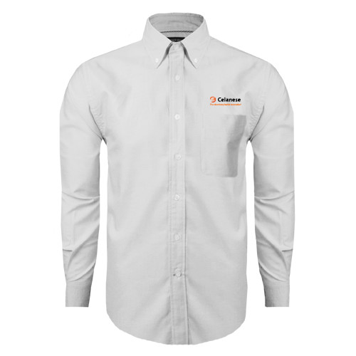  White Oxford Long Sleeve Shirt - Celanese - Primary Logo w/Tagline