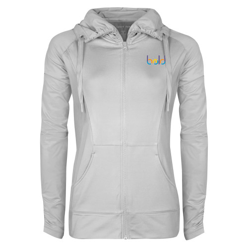  Womens White Sport Wick Stretch Full Zip Jacket - bold