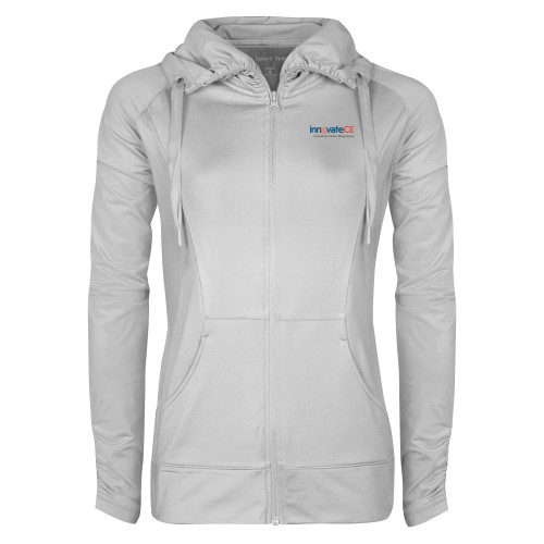  Womens White Sport Wick Stretch Full Zip Jacket - innovateCE