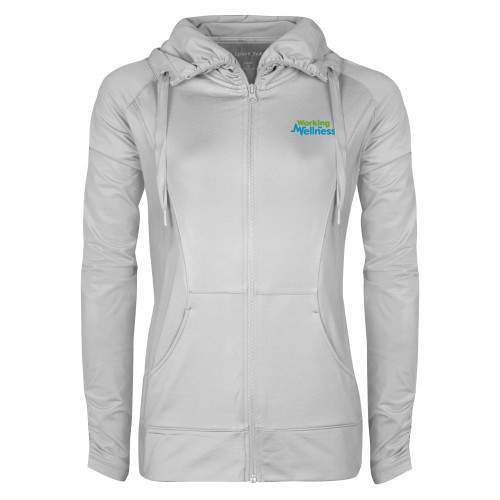  Womens White Sport Wick Stretch Full Zip Jacket - Working on Wellness