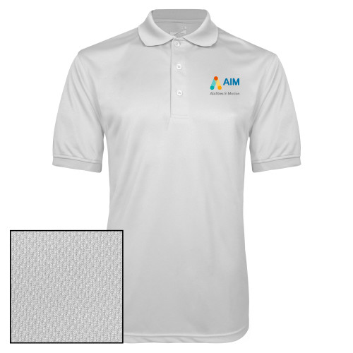  White Dry Mesh Polo - AIM with Tagline