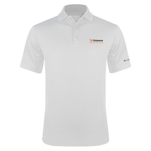  Columbia White Omni Wick Drive Polo - Celanese - Primary Logo w/Tagline