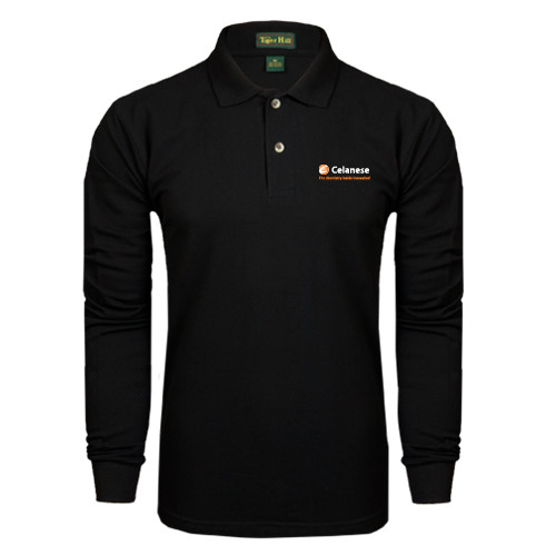  Black Long Sleeve Polo - Celanese - Primary Logo w/Tagline