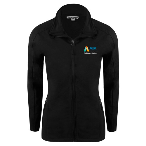  Womens Black Softshell Jacket - AIM with Tagline