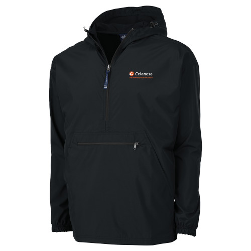  Charles River Black Pack N Go Pullover Rain Jacket - Celanese - Primary Logo w/Tagline