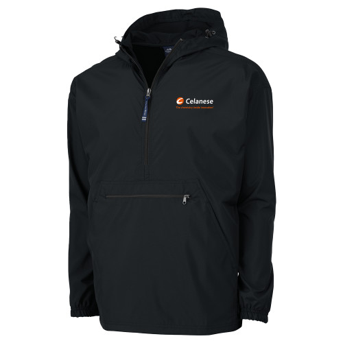  Charles River Womens Black Pack N Go Pullover Jacket - Celanese - Primary Logo w/Tagline