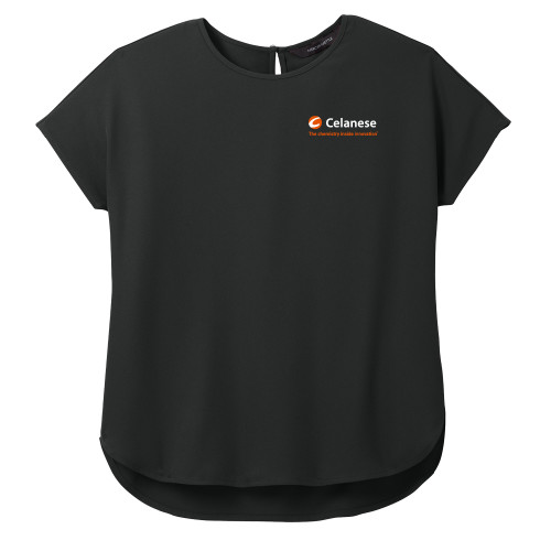  Mercer + Mettle Womens Black Stretch Crepe Crew - Celanese - Primary Logo w/Tagline