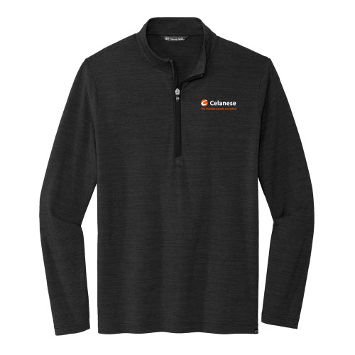  TravisMathew Black Crestview 1/4 Zip Pullover - Celanese - Primary Logo w/Tagline
