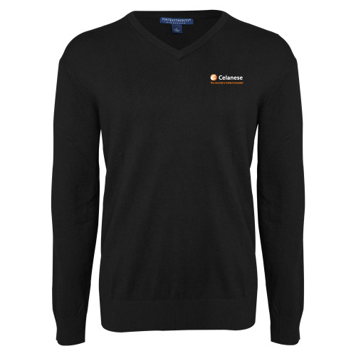  Black VNeck Sweater - Celanese - Primary Logo w/Tagline