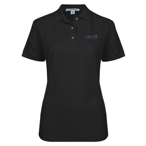  Womens Silk Touch Black Pique Polo - innovateCE