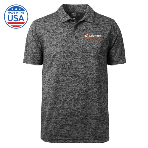  Charcoal Honeycomb Jacquard Polo - Celanese - Primary Logo w/Tagline