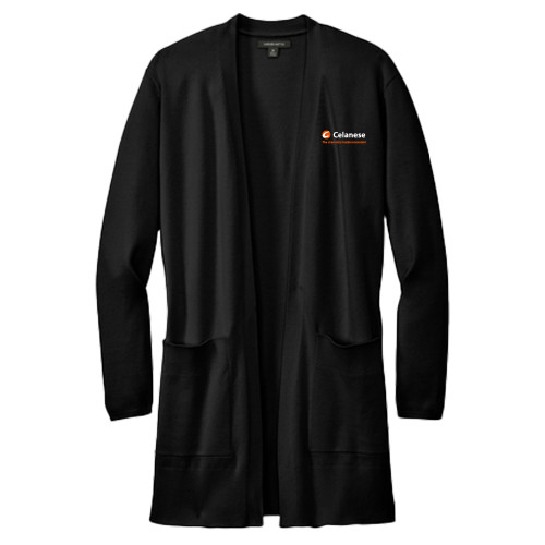  Mercer + Mettle Womens Black Open Front Cardigan Sweater - Celanese - Primary Logo w/Tagline