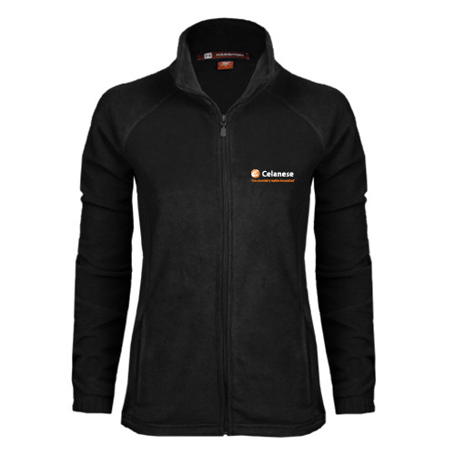  Womens Black Fleece Full Zip Jacket - Celanese - Primary Logo w/Tagline