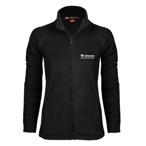  Womens Black Fleece Full Zip Jacket - Celanese - Primary Logo w/Tagline